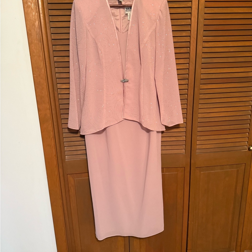 R&M Richards Blush Maxi Dress with Jacket Size 12-